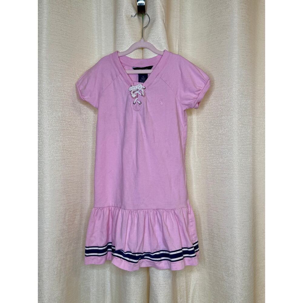 Ralph Lauren Pink and Blue Nautical Coastal Drop waist dress size 5
